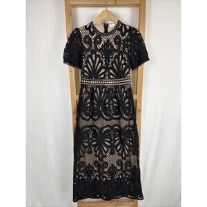 NWT Bluivy Black Tan Cut Work Lace Dress Size Small Event Gala Cocktail Party